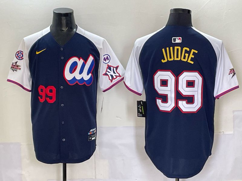 Men 2025 New York Yankees #99 Judge Drak Blue white All star Nike MLB Jersey style 56